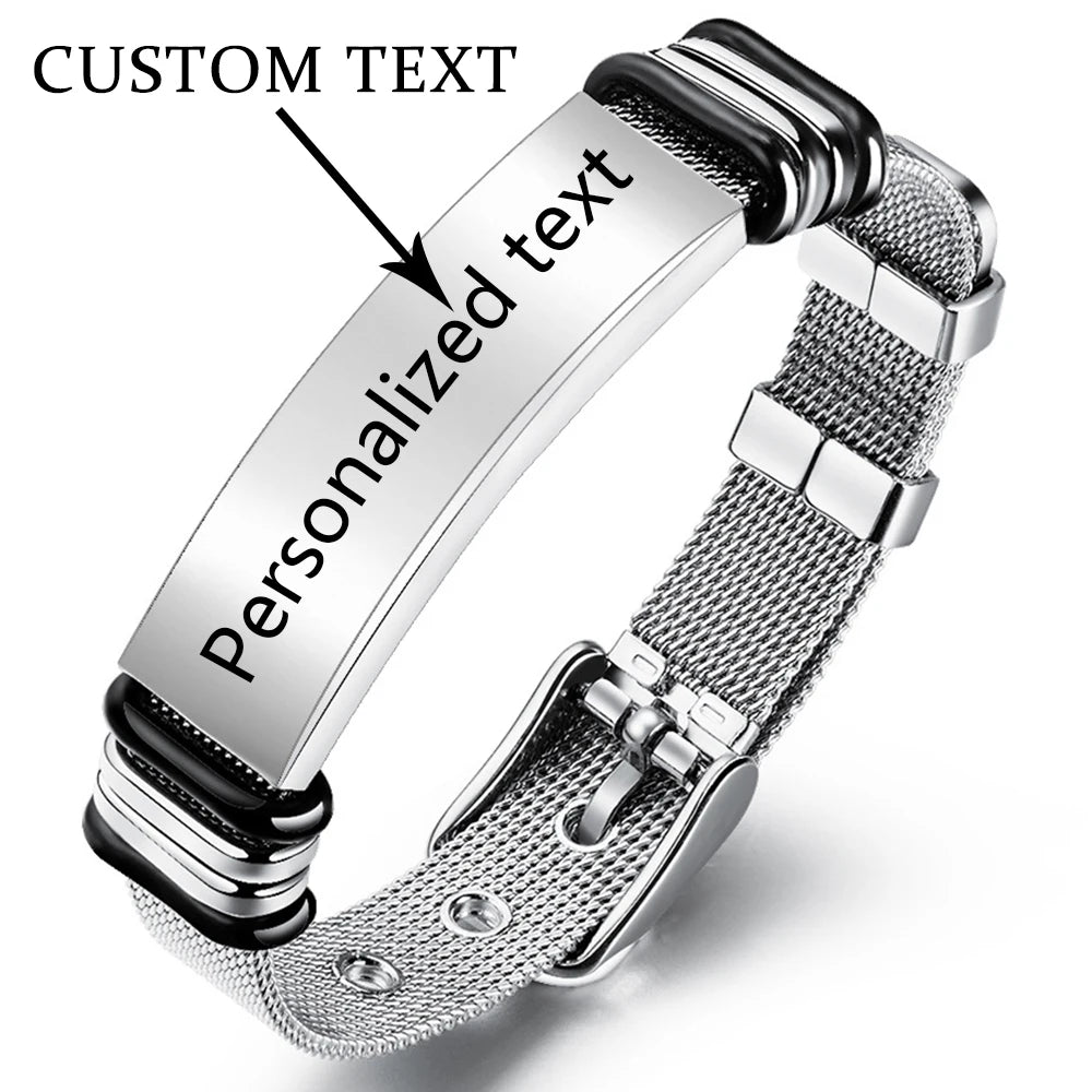 Custom text net bracelet