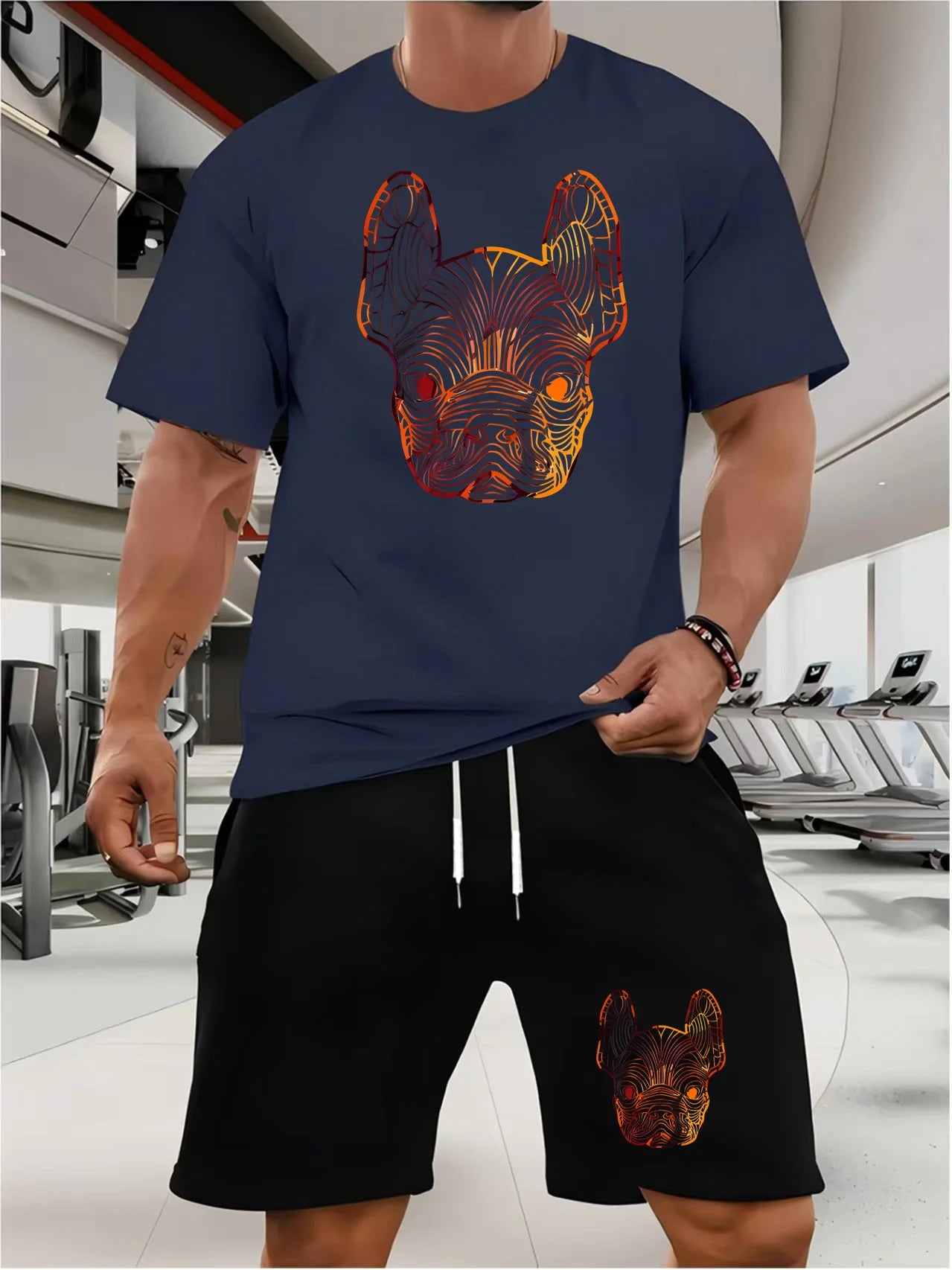 Men’s 2 piece Summer Set – Bulldog Print