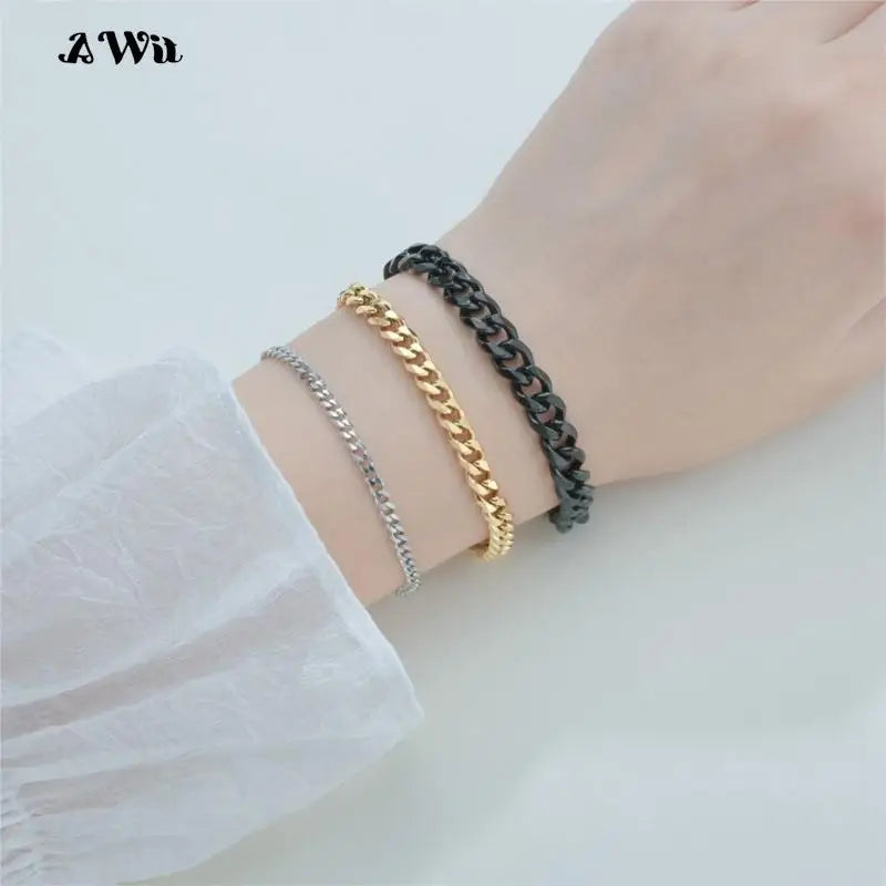 Simple 3-11mm Stainless Steel Cuban Link bracelet