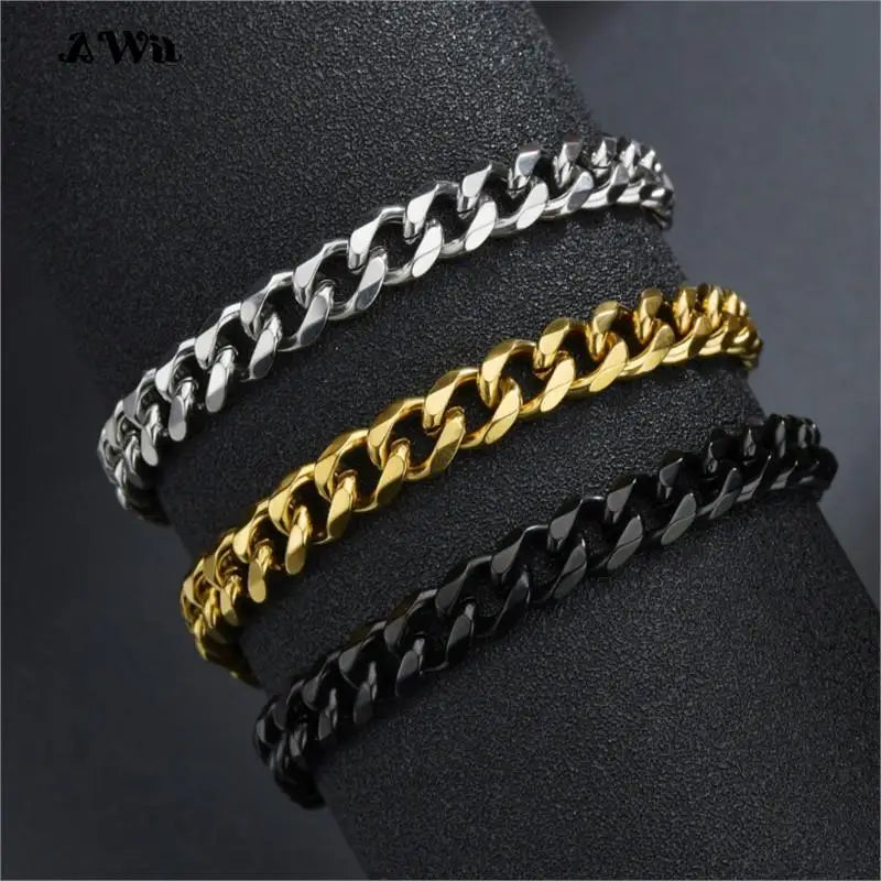 Simple 3-11mm Stainless Steel Cuban Link bracelet