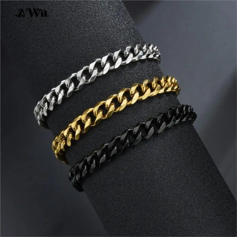 Simple 3-11mm Stainless Steel Cuban Link bracelet