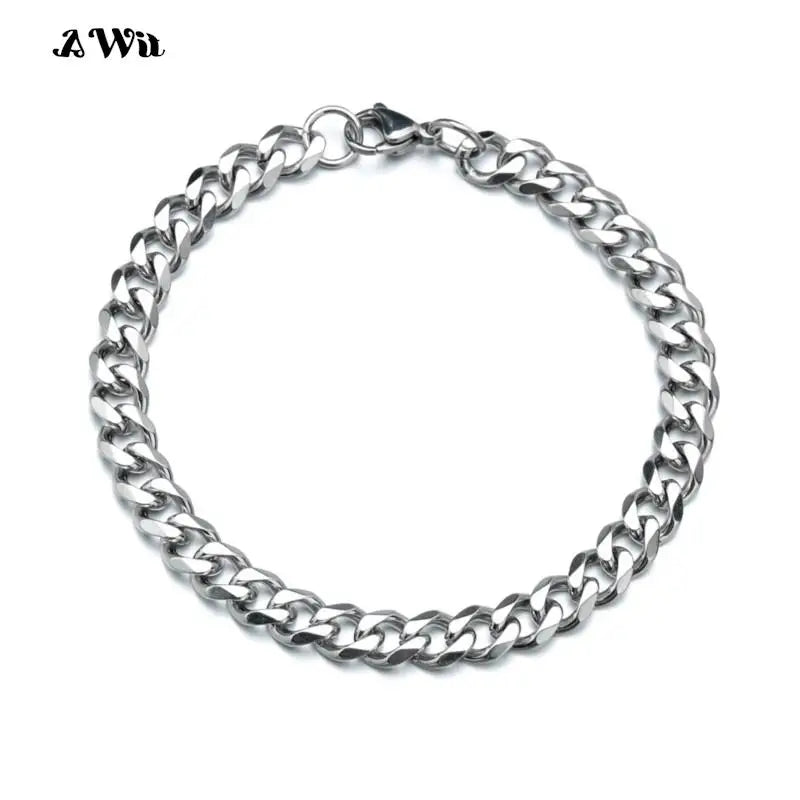 Simple 3-11mm Stainless Steel Cuban Link bracelet