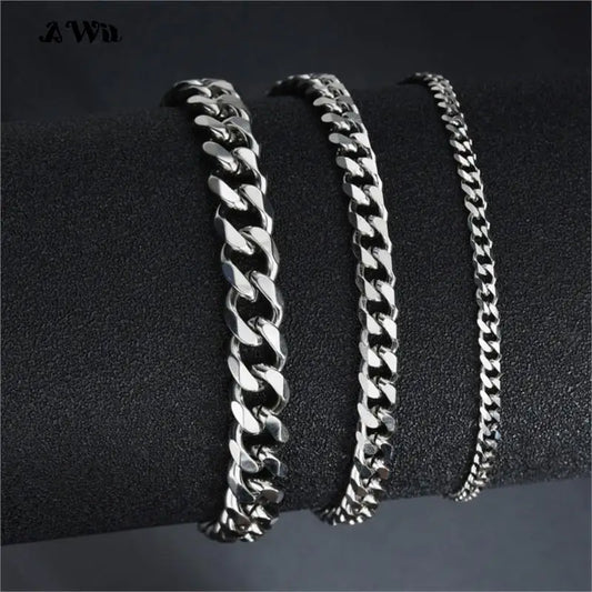 Simple 3-11mm Stainless Steel Cuban Link bracelet