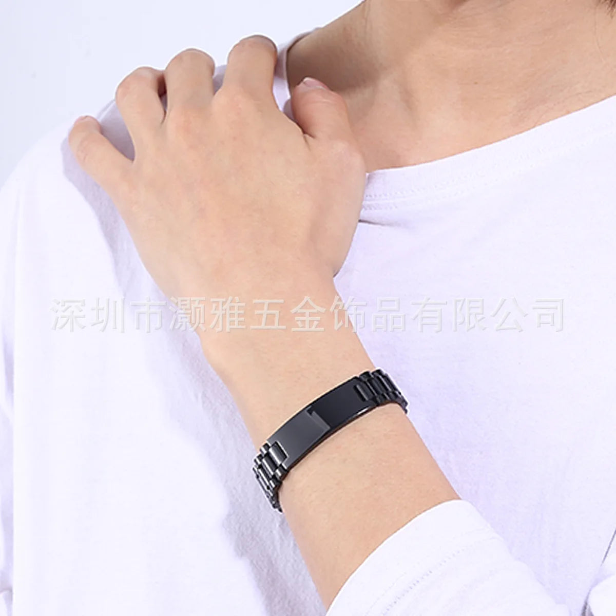 Custom text stainless steel bracelet
