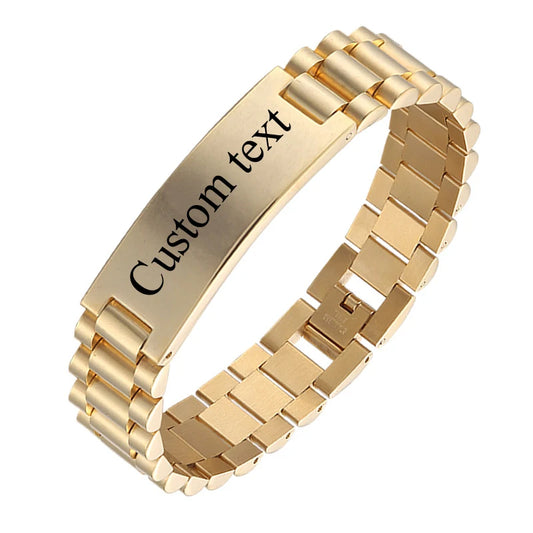 Custom text stainless steel bracelet