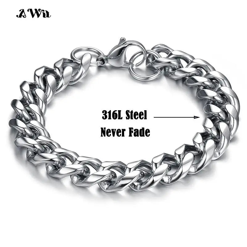 Simple 3-11mm Stainless Steel Cuban Link bracelet